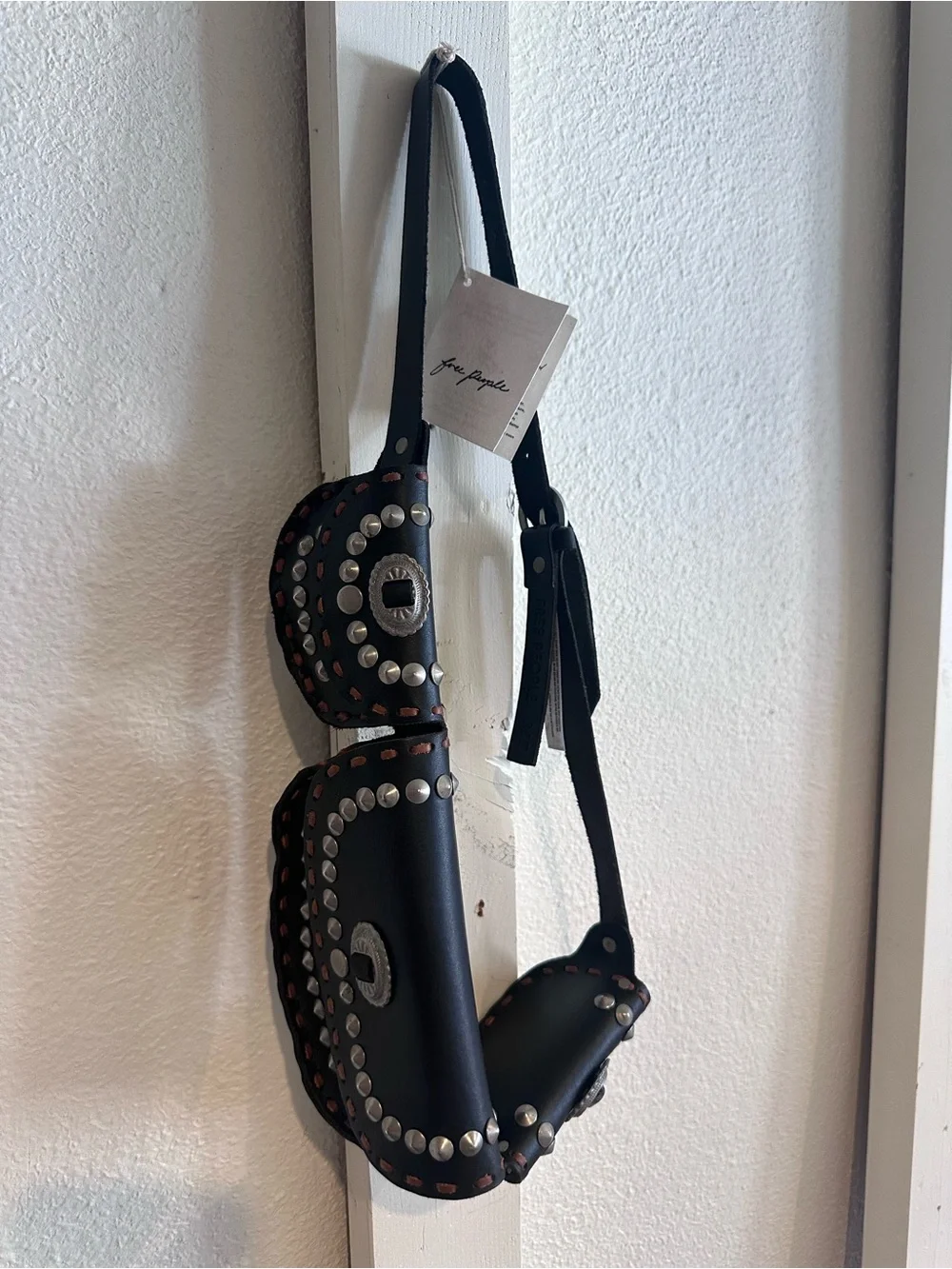 NWT Free People Lucky Stars Pocket Belt Bag-Black